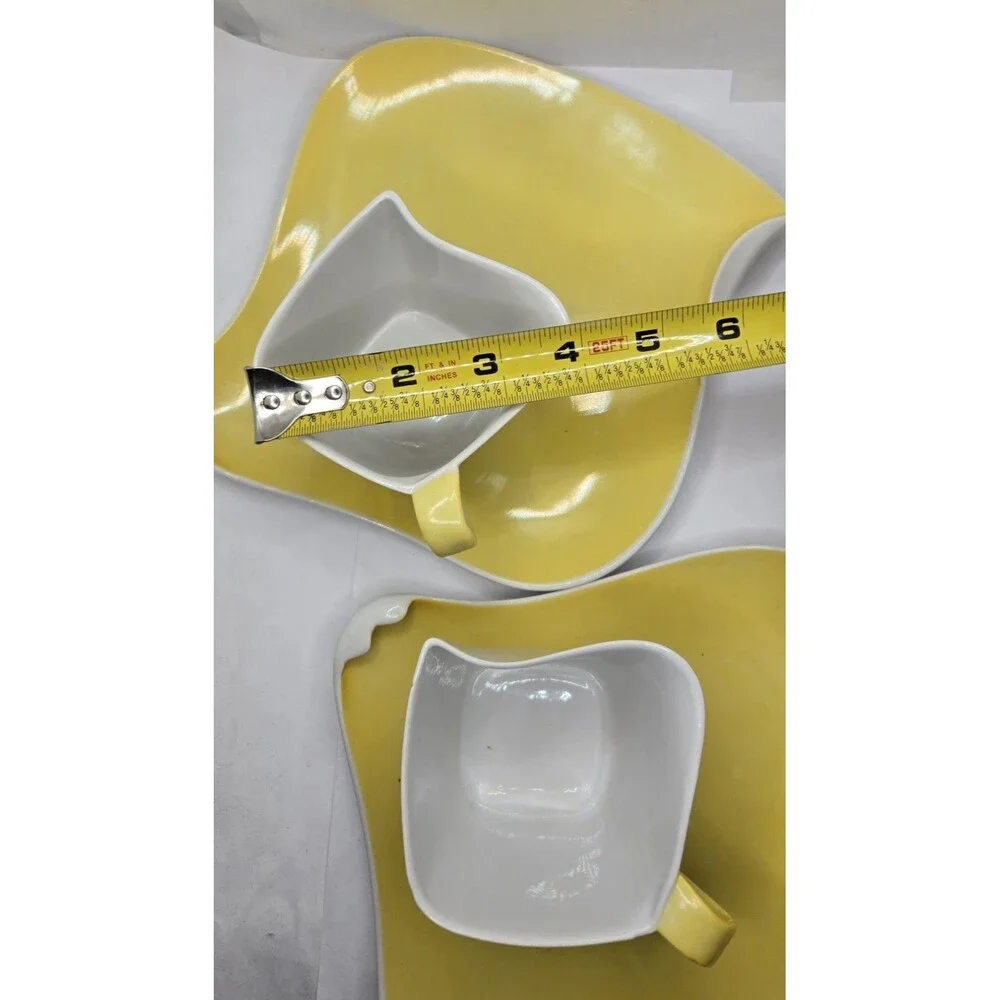 Nagoya Shokai Golden China Porcelaon Japan Yellow and White 2 pc Snack Set